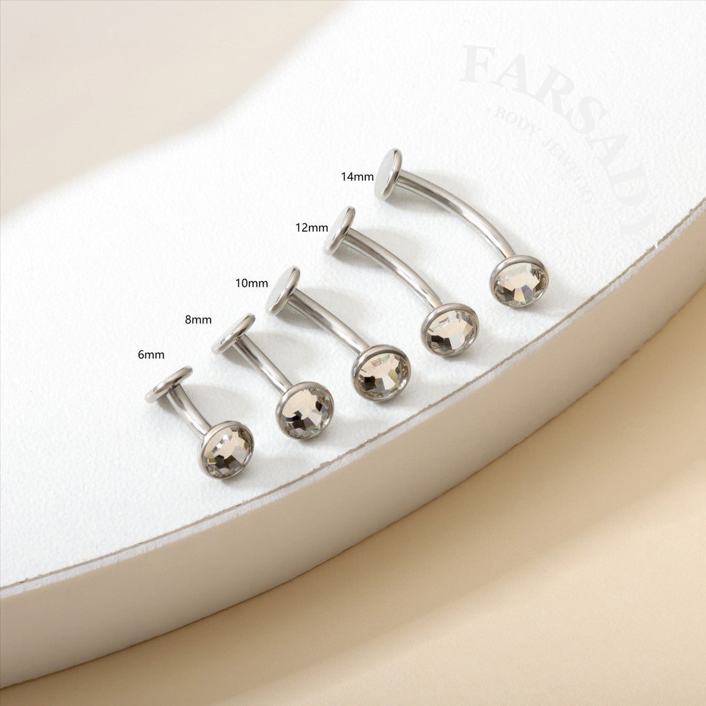 Bezel Arc Spark - F136 Titanium Internally Threaded Belly Button Ring / Fits 14G Navel Piercing
