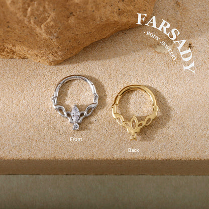 Ivy Halo - Solid 14K Gold Hinged Clicker Hoop / Fits 16G Septum Ring Helix Conch Cartilage Earring
