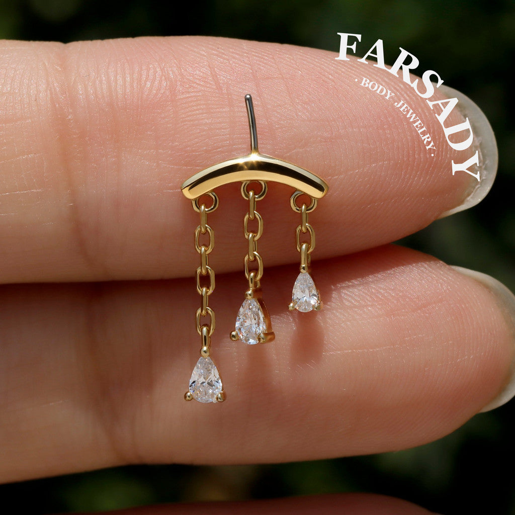 Triad Tear - Sterling Silver Push In Stud
