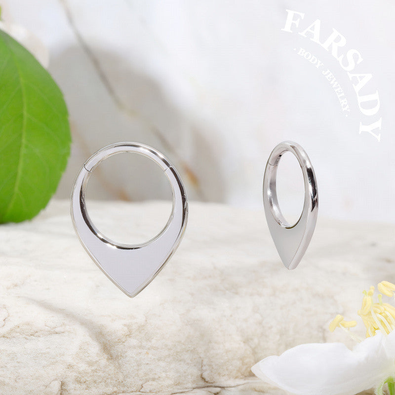 Polished V Shap - ASTM F136 Titanium Hinged Clicker Hoop / Fits 16G Septum Ring Helix Conch Cartilage Earring / Elegant Minimal Piercing, Hypoallergenic Jewelry for Sensitive Skin