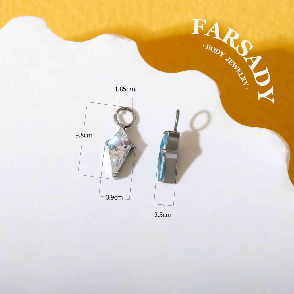 Polaris Gem Teardrop - F136 Titanium Colorful CZ Dangle Charm / Interchangeable Hoop Earring Pendant for Helix Daith Cartilage Piercing