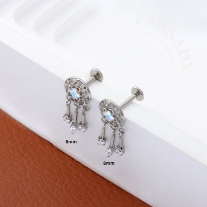 Dream Catcher - F136 Titanium Internally Threaded Stud / Fits Cartilage Helix Tragus Lobe Piercing
