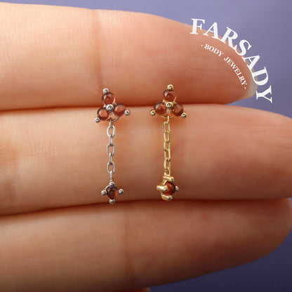 Crimson Drop - 925 Silver Threadless Stud / Fits Cartilage Helix Tragus Lobe Earring