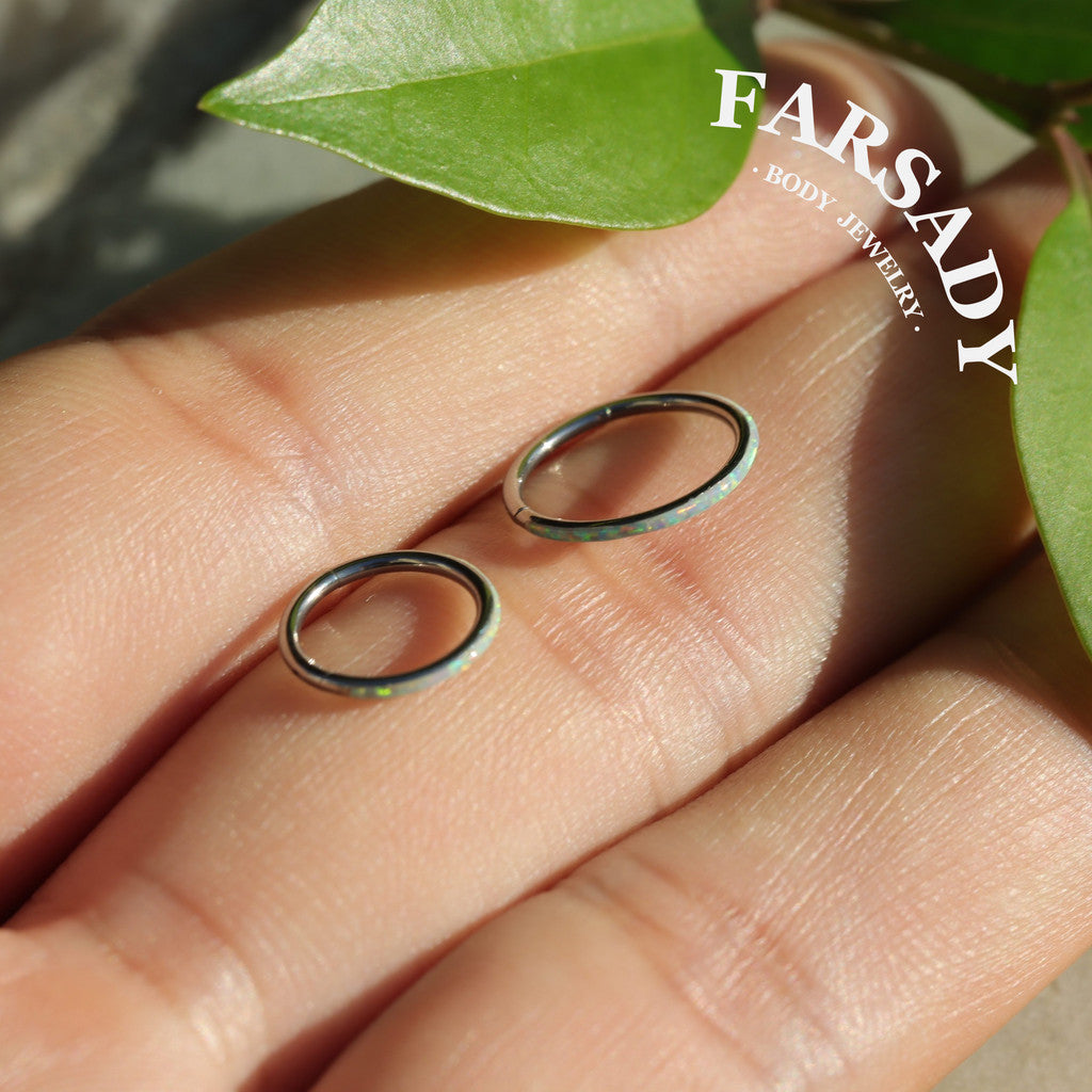 Opal Veil - Hinged Clicker Hoop / Fits 20G Nose Ring Helix Conch Cartilage Earring