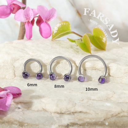 Violet Arc - F136 Titanium Internally Threaded Curved Barbell Ring / Fits 16G Septum Ring Helix Conch Daith Earring