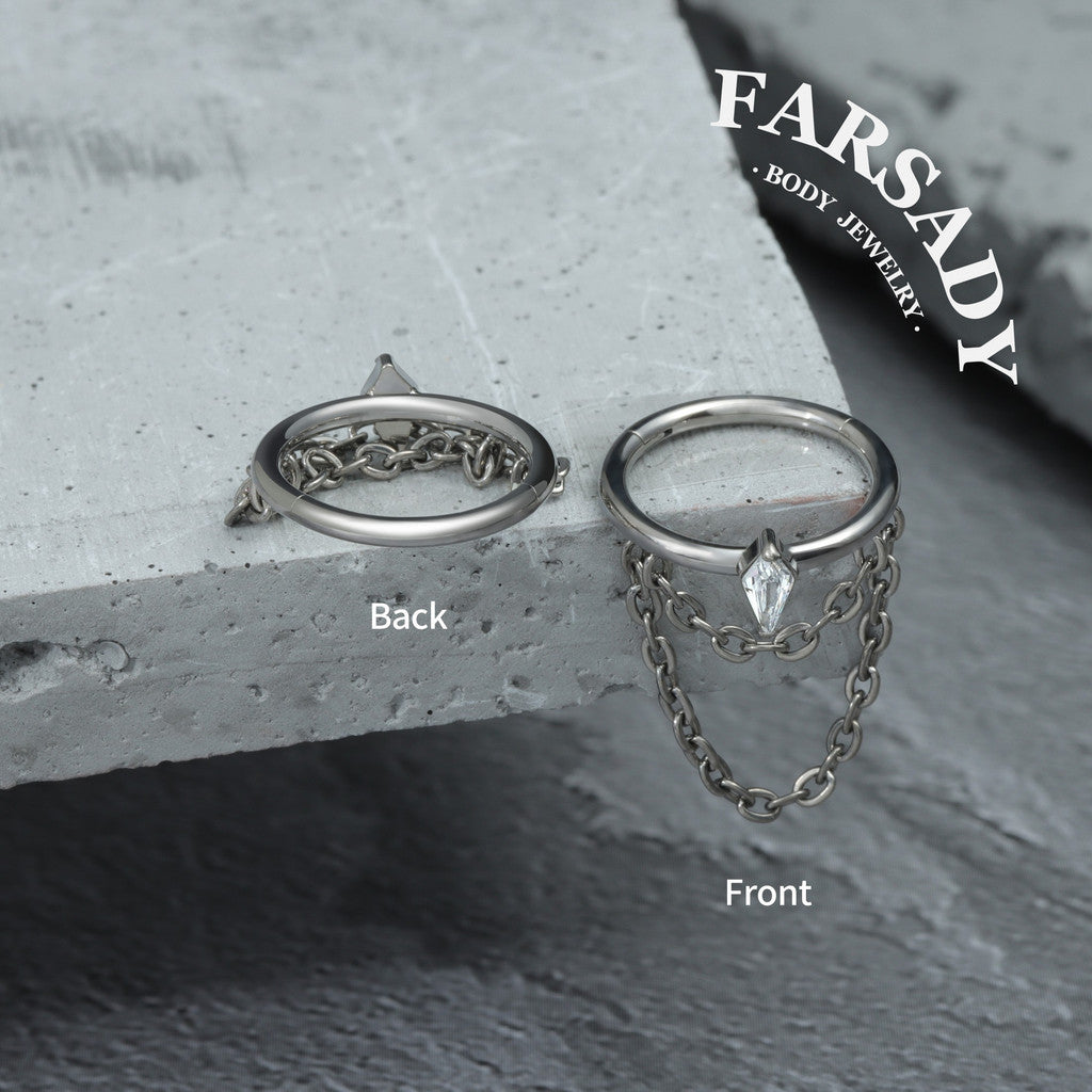 Draped Chain - ASTM F136 Titanium Hinged Clicker Hoop / Fits 16G Helix Conch Cartilage Earring