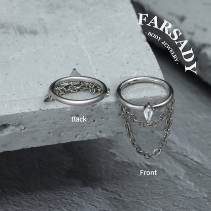 Draped Chain - ASTM F136 Titanium Hinged Clicker Hoop / Fits 16G Helix Conch Cartilage Earring