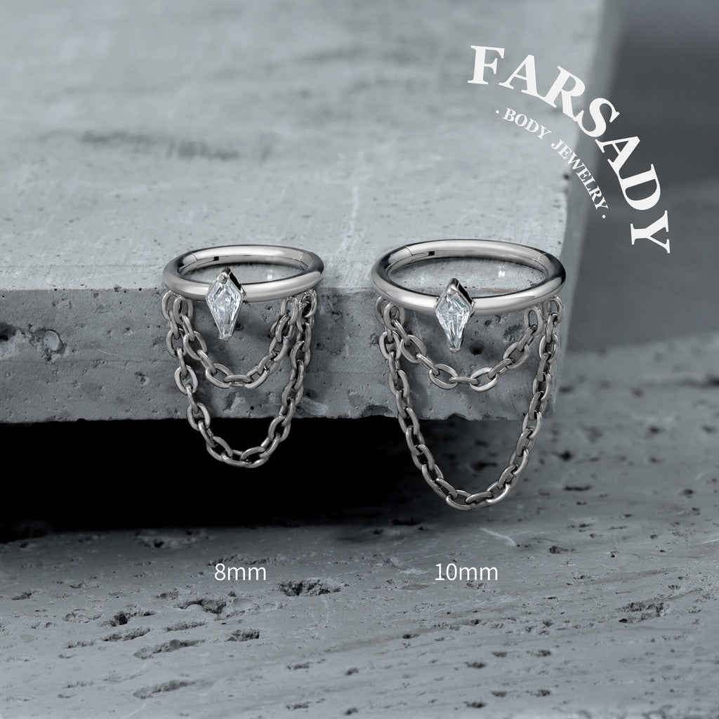 Draped Chain - ASTM F136 Titanium Hinged Clicker Hoop / Fits 16G Helix Conch Cartilage Earring