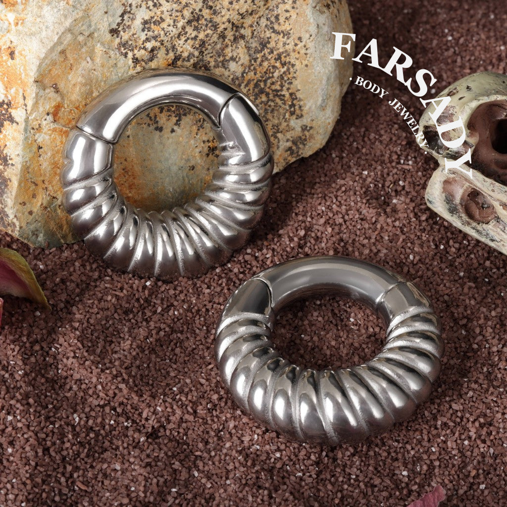 2G 6mm Stretchered Earlobe Circle Ear Gauge Weights Easy Clasp Hanger Style Heavy Steel Plug Piercing Earrings
