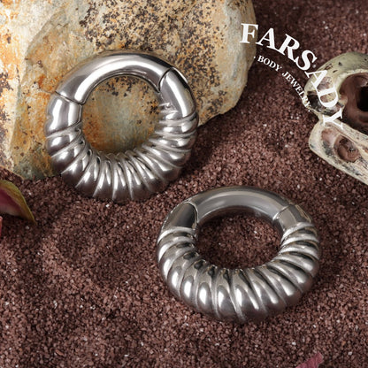 2G 6mm Stretchered Earlobe Circle Ear Gauge Weights Easy Clasp Hanger Style Heavy Steel Plug Piercing Earrings