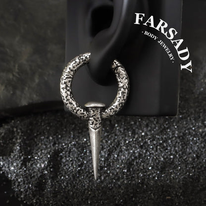 316L Steel Nail Ear Weights High Quality Ear Hanger Silvery Weighted Hoops 6G 4mm Ear Stretched Jewelry for Stretched Earlobe