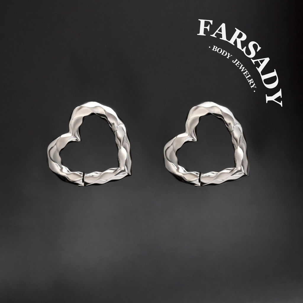 Spiral Heart - 316L Magnetic Hinged Ear Weights / Fits 3G 2G Stretched Ear Lobes Tunnels Plugs