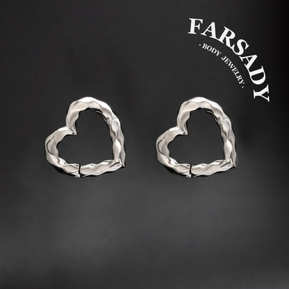 Spiral Heart - 316L Magnetic Hinged Ear Weights / Fits 3G 2G Stretched Ear Lobes Tunnels Plugs