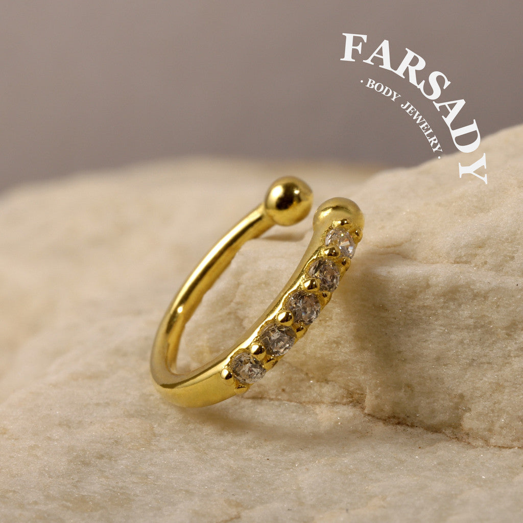 Golden Serpent Coil - 925 Silver Fake Nose Ring / Fit Non-Pierced Nose Ring