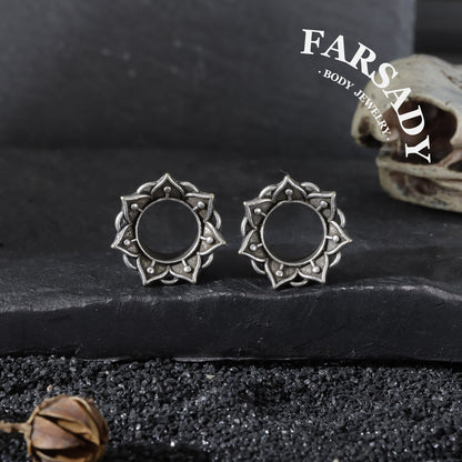 Dark Lotus - 316L Ear Tunnels / Fits Stretched Ear Lobes Plugs
