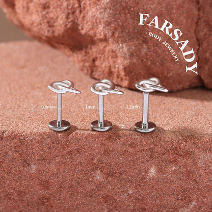 Trinity Knot - Solid 14K Gold Threadless Stud / Fits Cartilage Helix Tragus Lobe Nostril Piercing