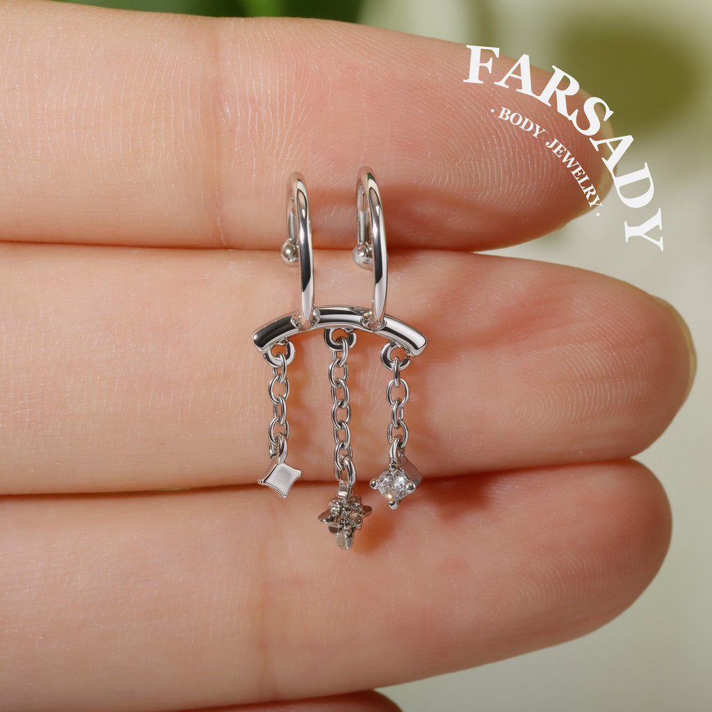 Stellar Fringe- 316L Fake Helix Earring C-Hoop Piercing