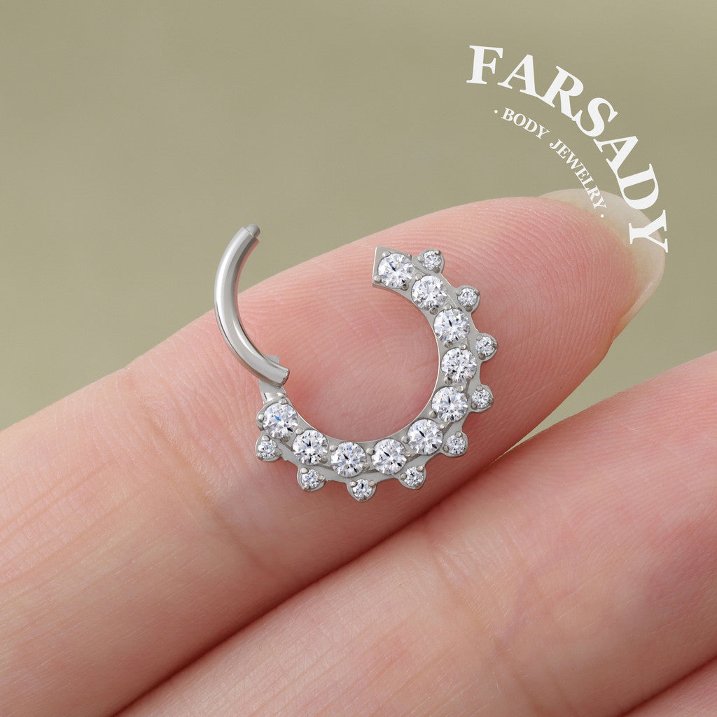 Star Wreath - ASTM F136 Titanium Hinged Clicker Hoop / Fits 16G Septum Ring Helix Conch Cartilage Earring