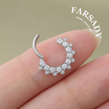 Star Wreath - ASTM F136 Titanium Hinged Clicker Hoop / Fits 16G Septum Ring Helix Conch Cartilage Earring