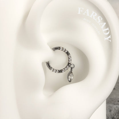 Dangle Crest - ASTM F136 Titanium Hinged Clicker Hoop / Fits 16G Septum Ring Helix Conch Cartilage Earring