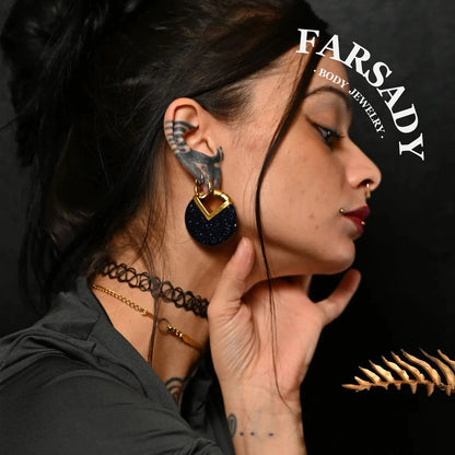 Amethyst Nox - 316L Magnetic Hinged Ear Weights / Fits 3G 2G Stretched Ear Lobes Tunnels Plugs