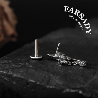 Vein Cross - 925 Silver Threadless Stud / Fits Cartilage Helix Tragus Lobe Earring