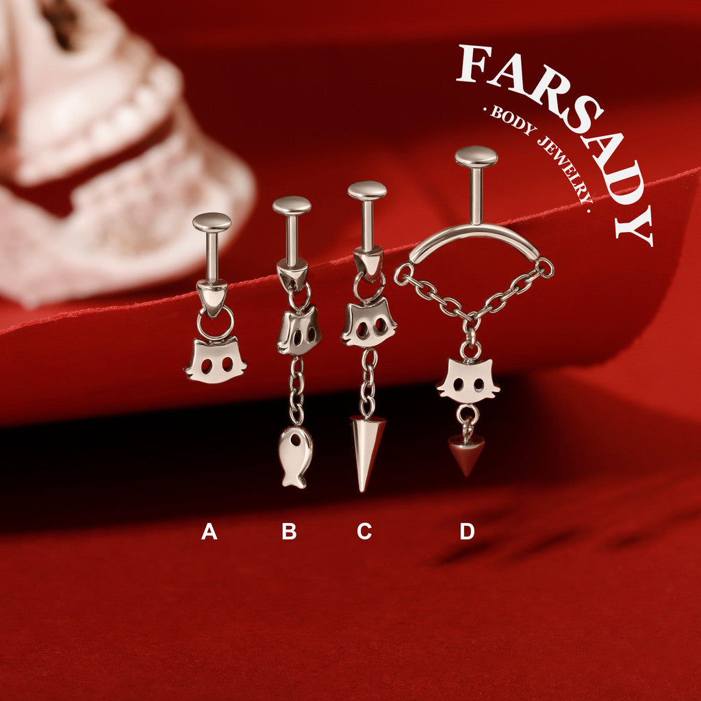 Cat Whim - F136 Titanium Internally Threaded Stud / Fits Vertical Helix Hidden Rook Earring
