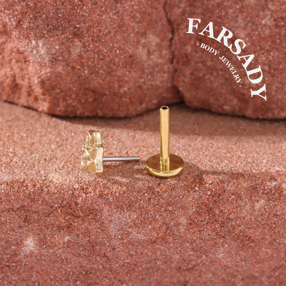 Lotus Radiance - Solid 14K Gold Threadless Stud / Fits Cartilage Helix Tragus Lobe Nostril Piercing