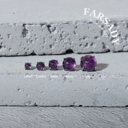 Gradient Amethyst - F136 Titanium Natural Amethyst Replacement Tops / Fits Internal Thread Ear Studs