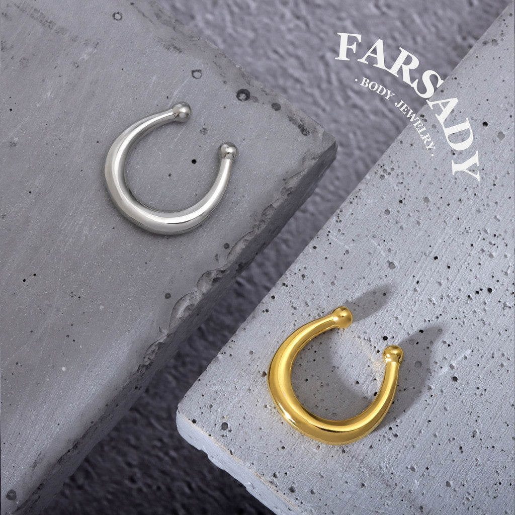 Minimal Unadorned Hoof - 316L Fake Nose Ring C-Hoop Piercing / Fit Non-Pierced Septum Ring