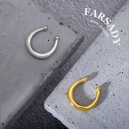 Minimal Unadorned Hoof - 316L Fake Nose Ring C-Hoop Piercing / Fit Non-Pierced Septum Ring