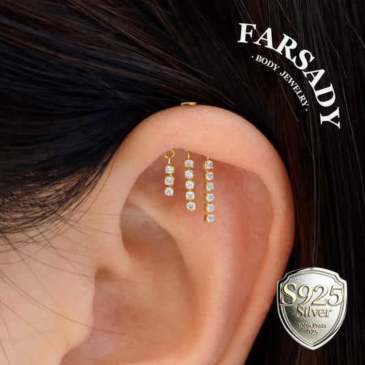 Triple Lumen Chain - 925 Silver Threadless Stud