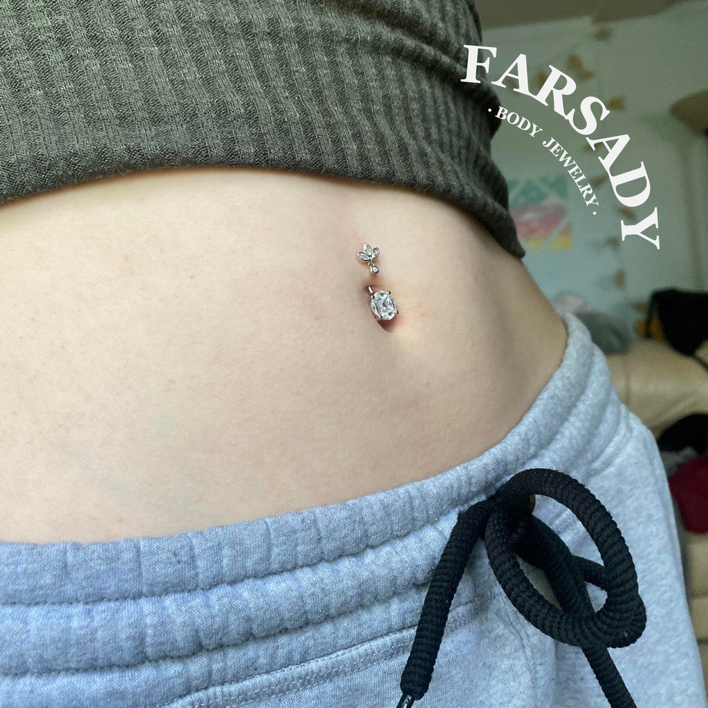 14G S925 Sterling Silver Round Clear CZ Belly Button Ring 8mm 10mm 12mm Navel Piercing Jewelry Non Healed Piercing Friendly Daily Wear Gift for Her
