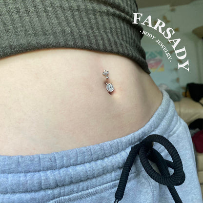 14G S925 Sterling Silver Round Clear CZ Belly Button Ring 8mm 10mm 12mm Navel Piercing Jewelry Non Healed Piercing Friendly Daily Wear Gift for Her