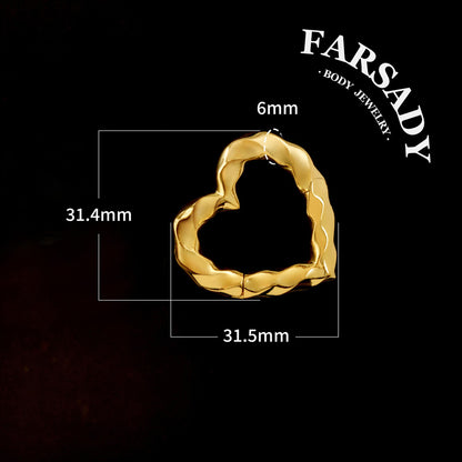 Spiral Heart - 316L Magnetic Hinged Ear Weights / Fits 3G 2G Stretched Ear Lobes Tunnels Plugs