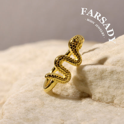 Golden Serpent Coil - 925 Silver Fake Nose Ring / Fit Non-Pierced Nose Ring