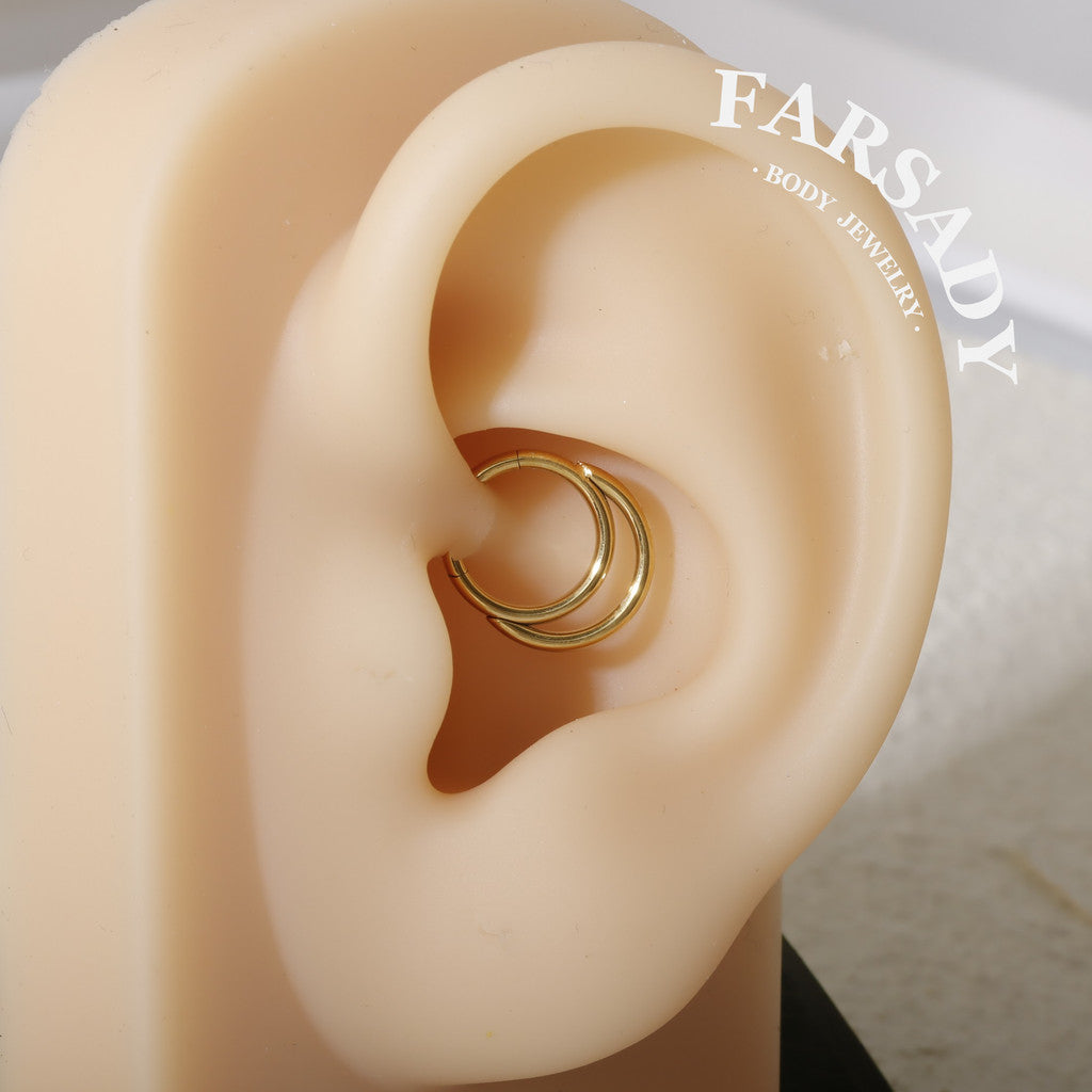 Twin Loop - ASTM F136 Titanium Hinged Clicker Hoop / Fits 16G Septum Ring Helix Conch Cartilage Earring