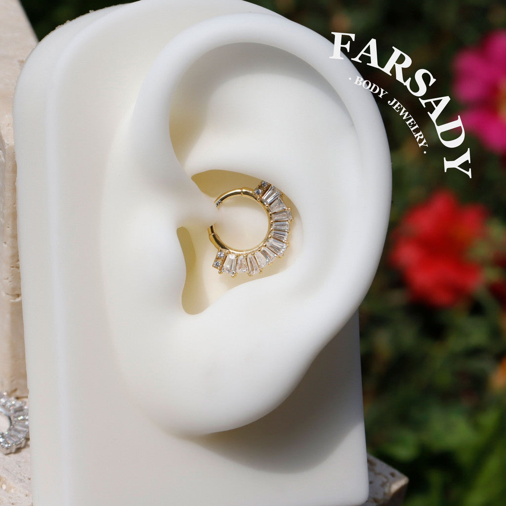 Allround Radiance - Sterling Silver Hinged Clicker Hoop / Fits 16G Septum Ring Helix Conch Daith Earring