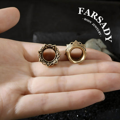 Dark Lotus - 316L Ear Tunnels / Fits Stretched Ear Lobes Plugs
