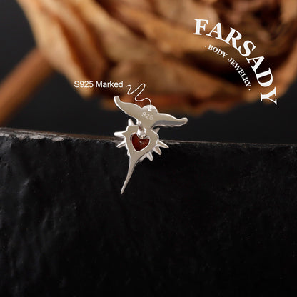 Scarlet Wingthor - 925 Silver Threadless Stud / Fits Cartilage Helix Tragus Lobe Nostril Piercing