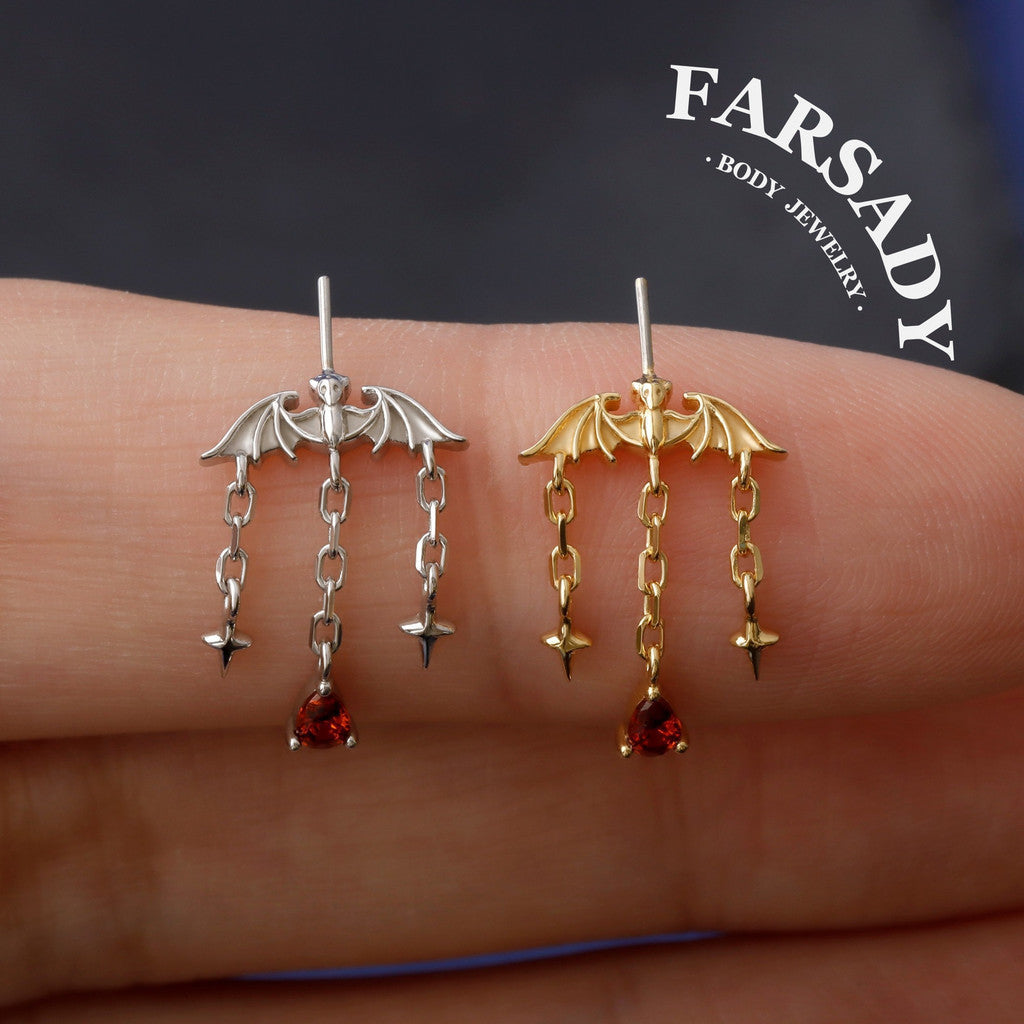 Ruby Vesper - Sterling Silver Push In Stud