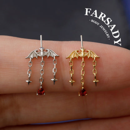Ruby Vesper - Sterling Silver Push In Stud