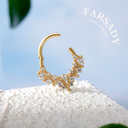 16G star septum ring Sterling Silver septum clicker, 8mm daith earring hoop silver, gold helix tragus hoop, septum piercing jewelry Handmade