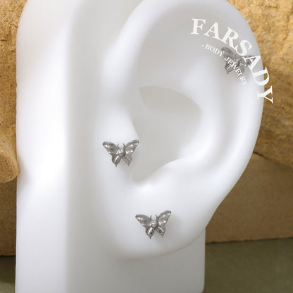 Gilded Moth - F136 Titanium Internally Threaded Stud / Fits Cartilage Helix Tragus Lobe Nostril Piercing