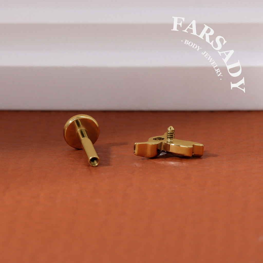 Gilded Hover - F136 Titanium Internally Threaded Stud / Fits Cartilage Helix Tragus Lobe Nostril Piercing