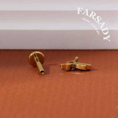 Gilded Hover - F136 Titanium Internally Threaded Stud / Fits Cartilage Helix Tragus Lobe Nostril Piercing