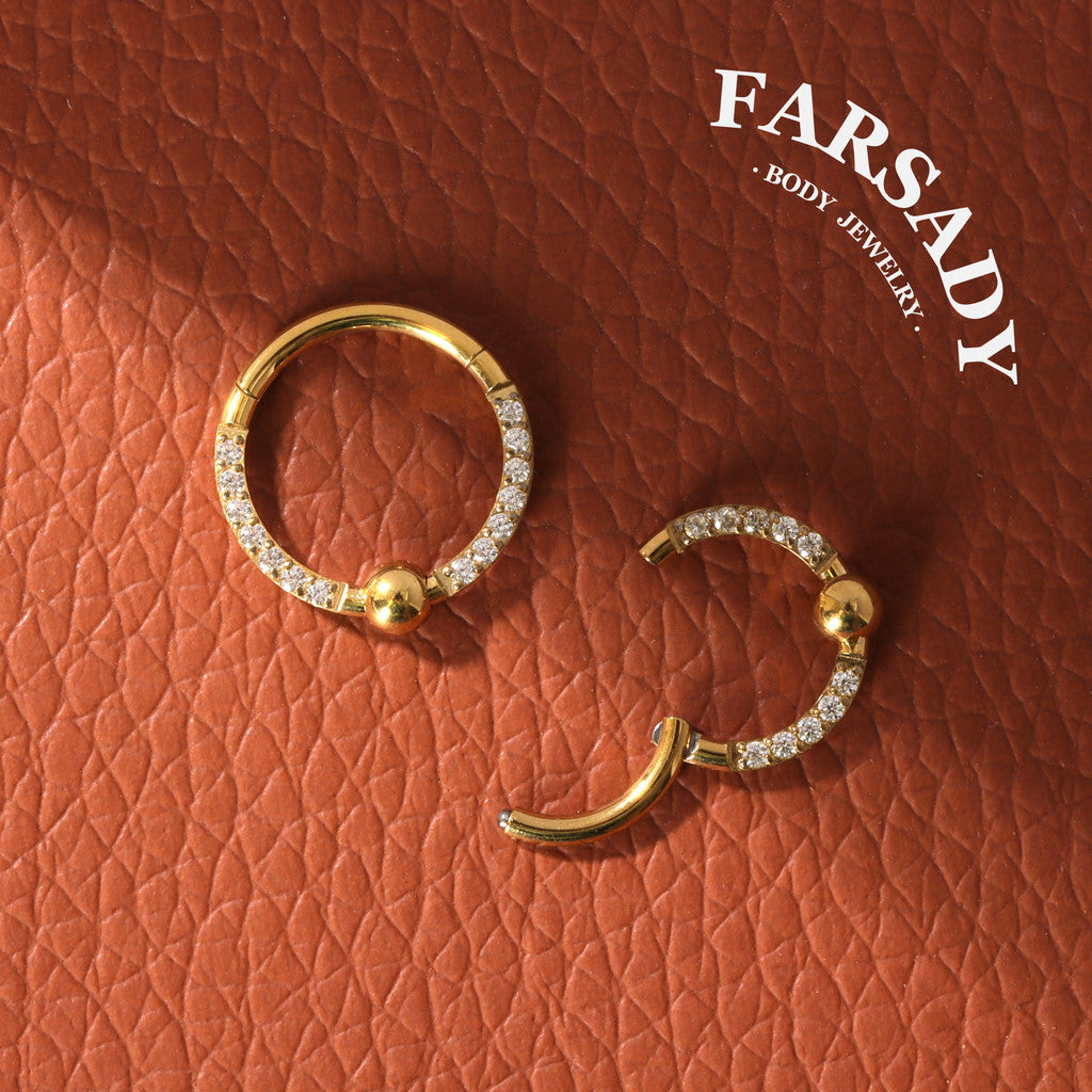 Bead Radiance - F136 Titanium Hinged Clicker Hoop / Fits 16G Septum Ring Helix Conch Cartilage Earring
