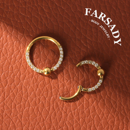 Bead Radiance - F136 Titanium Hinged Clicker Hoop / Fits 16G Septum Ring Helix Conch Cartilage Earring
