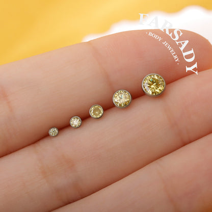 Gradient Color Zircon - F136 Titanium Colorful CZ Replacement Tops / Fits Threadless Ear Studs
