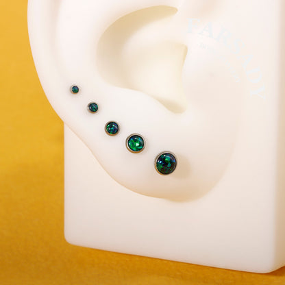 Gradient Color Opal - F136 Titanium Colorful Opal Replacement Tops / Fits Threadless Ear Studs
